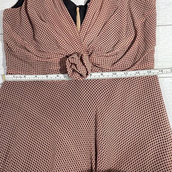 Fiori Di Zucca Red Cream Retro Mini Houndstooth Print Silk A Line Dress Size 10 - Picture 9 of 11